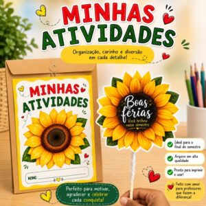 KIT CAPAS ATIVIDADES E TAG PIRULITO GIRASSOL